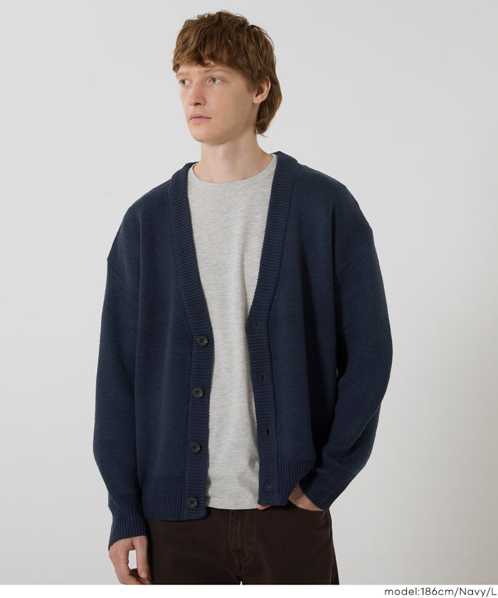 Men's solid fabric Japanese style V-neck Cardigans unisex