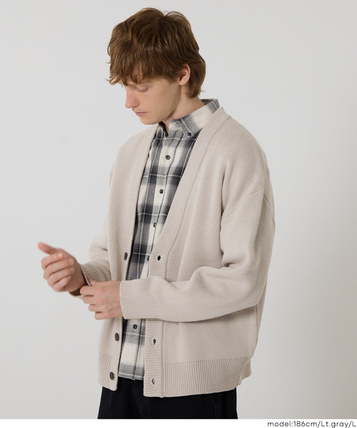 Men's solid fabric Japanese style V-neck Cardigans unisex