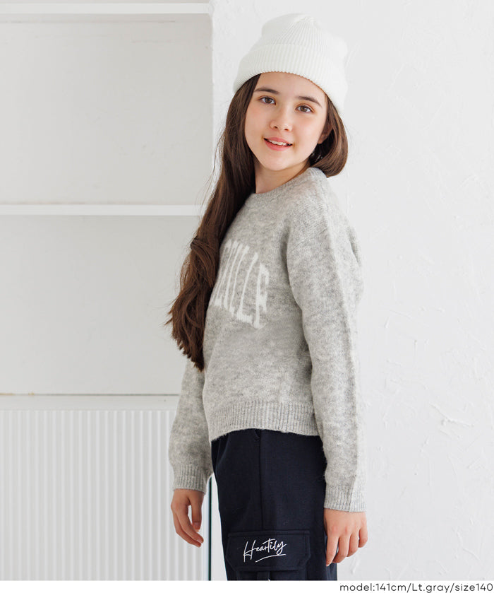 童裝英字LOGO圓領長袖毛衣 親子裝