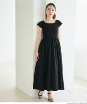 Temperament slim boat neck splicing A-line dress