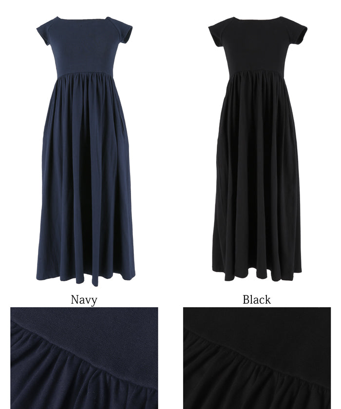 Temperament slim boat neck splicing A-line dress