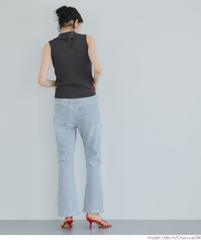 Temperament gold button POLO collar sleeveless vest knitted commuting