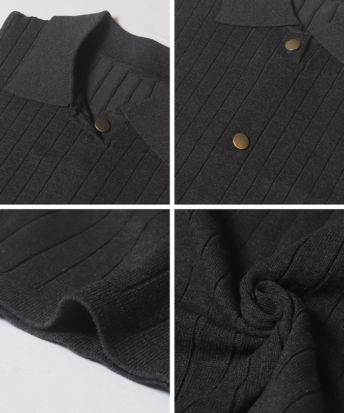 Temperament gold button POLO collar sleeveless vest knitted commuting