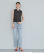 Temperament gold button POLO collar sleeveless vest knitted commuting