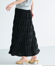 Irregular pleated design dotted straight skirt