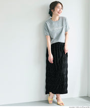 Irregular pleated design dotted straight skirt