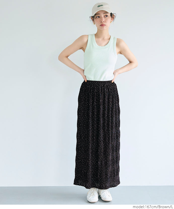 Irregular pleated design dotted straight skirt