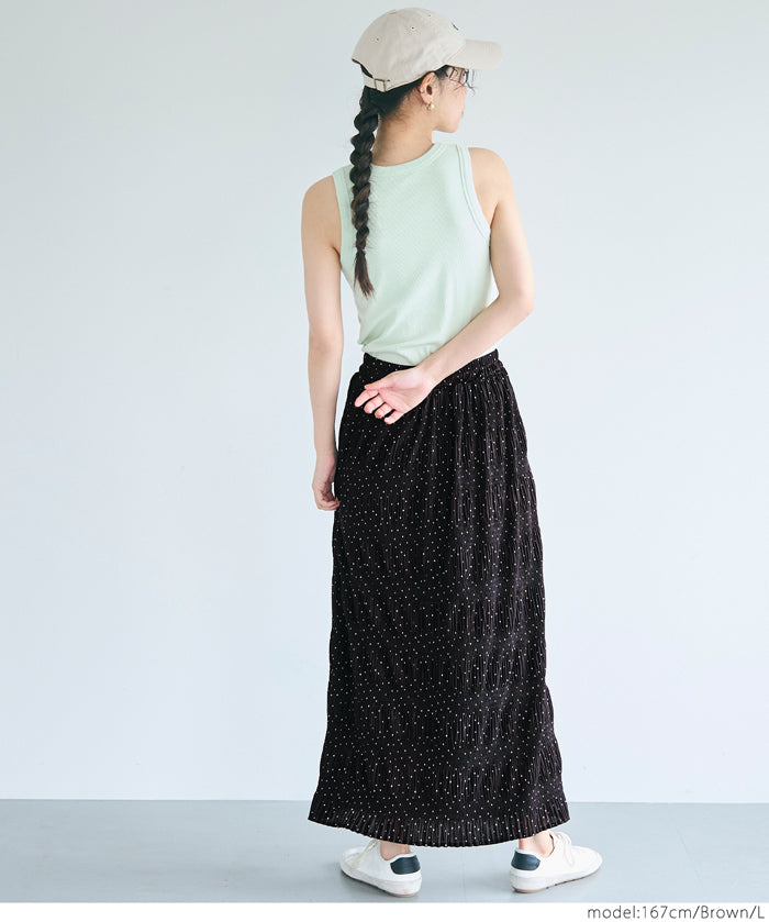 Irregular pleated design dotted straight skirt