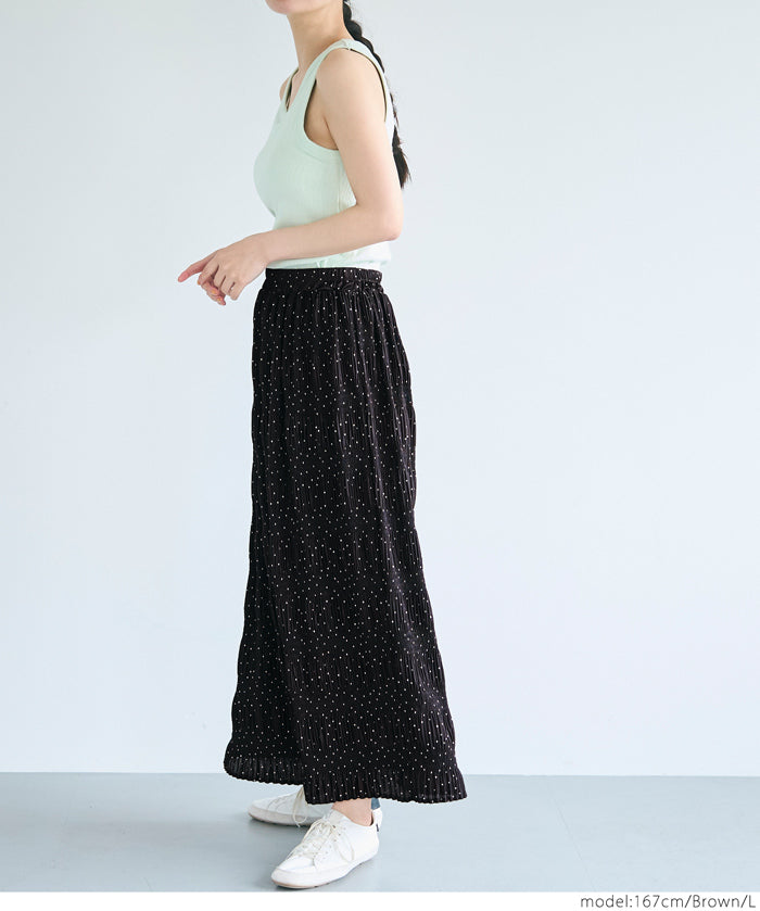Irregular pleated design dotted straight skirt