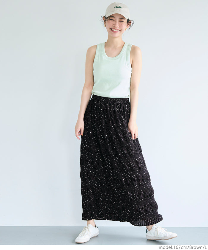 Irregular pleated design dotted straight skirt