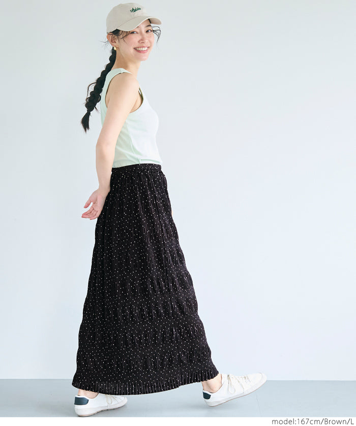 Irregular pleated design dotted straight skirt