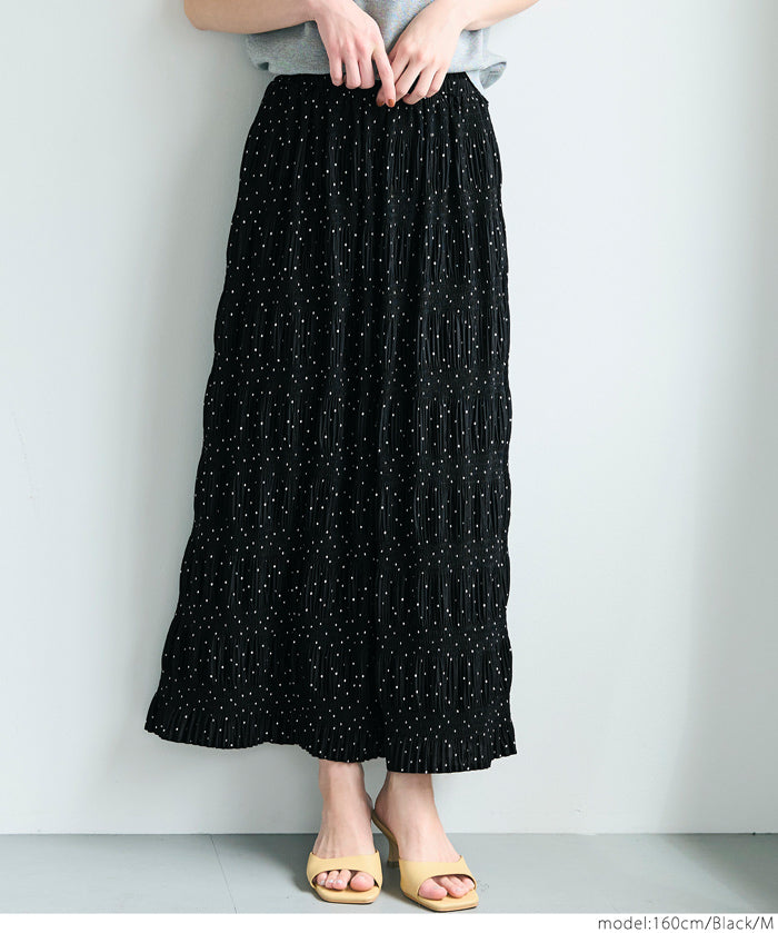 Irregular pleated design dotted straight skirt