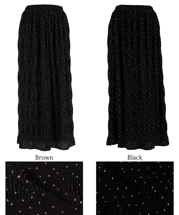 Irregular pleated design dotted straight skirt