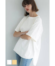 Loose rounded hem round neck T-shirt