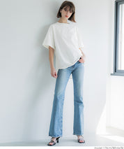 Loose rounded hem round neck T-shirt