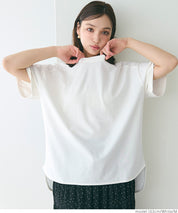 Loose rounded hem round neck T-shirt