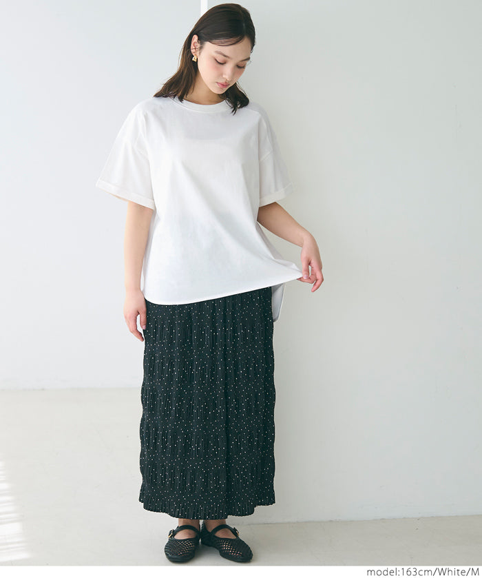 Loose rounded hem round neck T-shirt