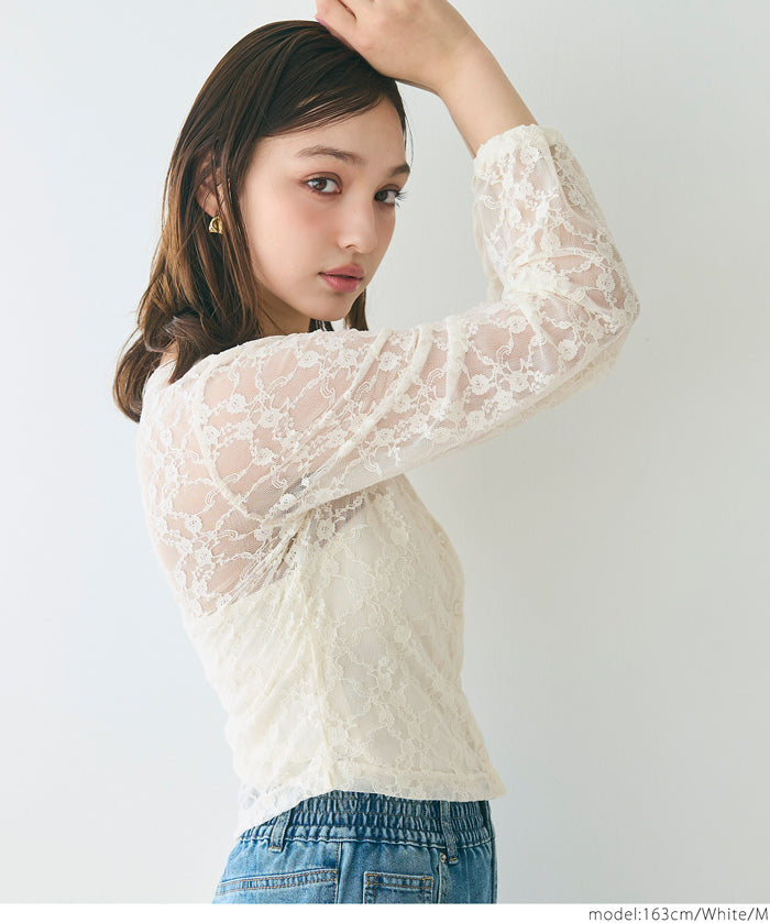 Sexy Lace Round Neck Blouse