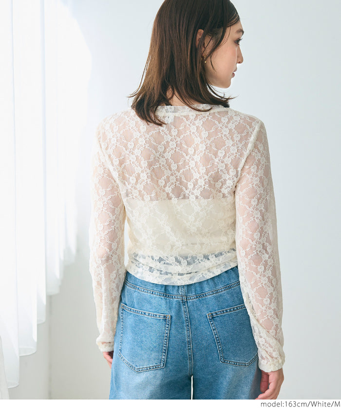 Sexy Lace Round Neck Blouse