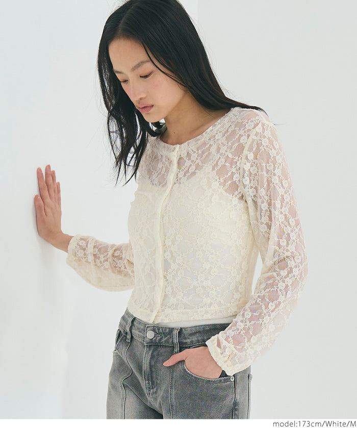 Sexy Lace Round Neck Blouse
