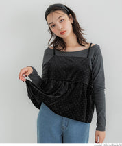 細閃碎鑽絨布細肩帶娃娃背心