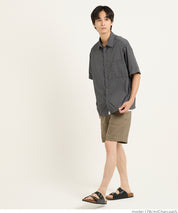 男裝日系胸前口袋尼龍短袖襯衫