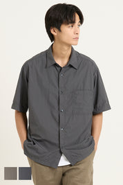 男裝日系胸前口袋尼龍短袖襯衫
