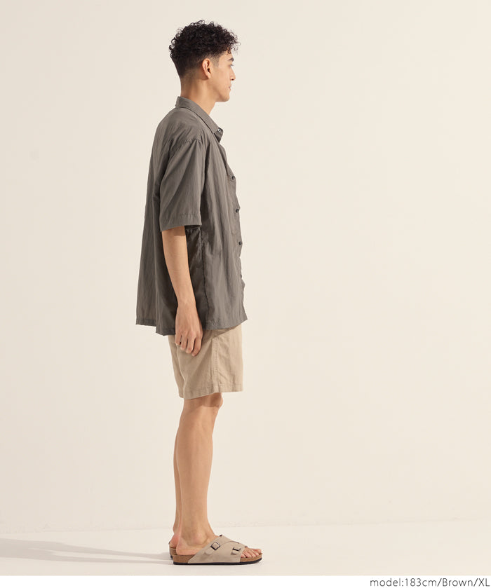 男裝日系胸前口袋尼龍短袖襯衫