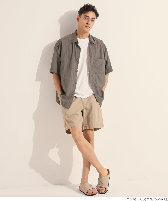 男裝日系胸前口袋尼龍短袖襯衫