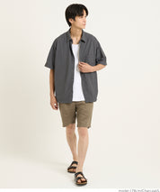 男裝日系胸前口袋尼龍短袖襯衫