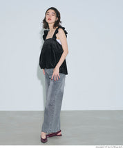 細閃碎鑽絨布荷葉邊娃娃背心