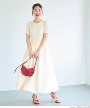 Temperament knitted patchwork balloon skirt dress