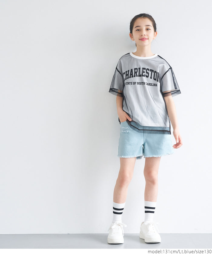 Children's clothing ripped color shorts