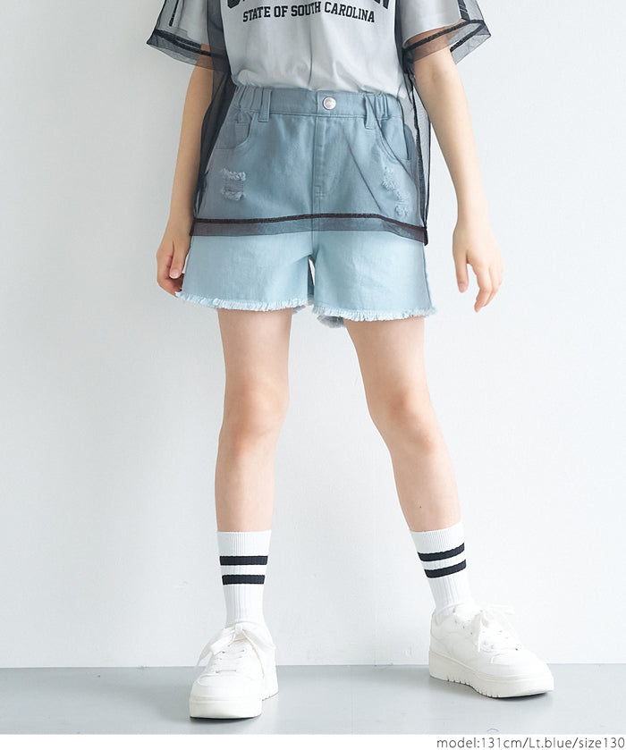 Children's clothing ripped color shorts