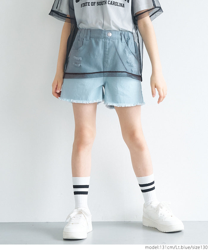 Children's clothing ripped color shorts