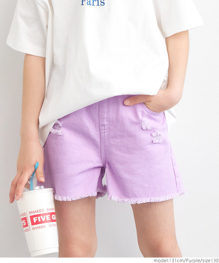 Children's clothing ripped color shorts