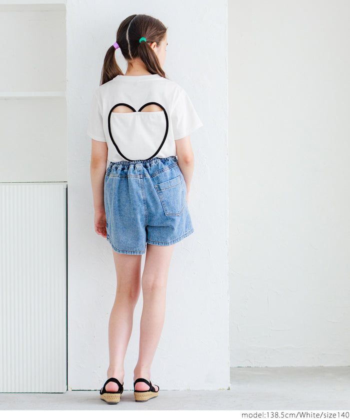 Children's clothing back basket empty heart short-sleeved top T-shirt