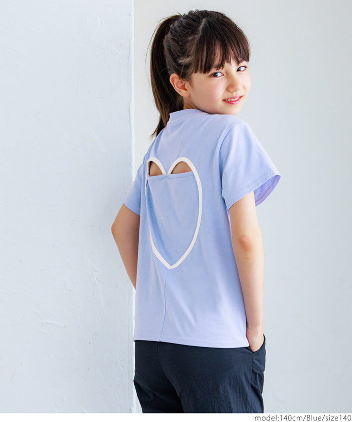 Children's clothing back basket empty heart short-sleeved top T-shirt