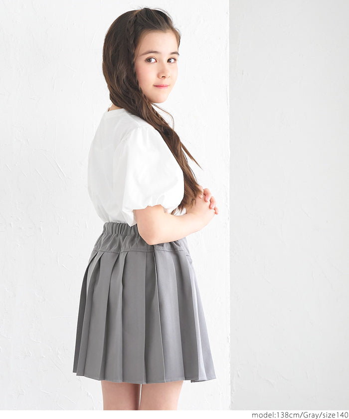 Children's pleated skirt with tie waist design
