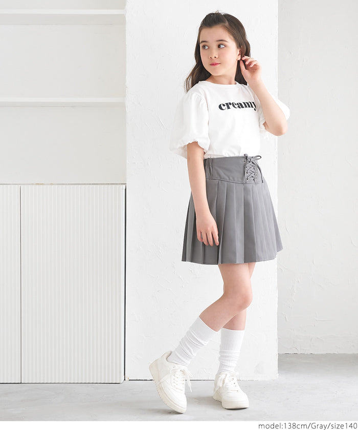 Children's pleated skirt with tie waist design