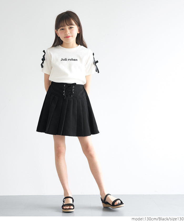 Children's pleated skirt with tie waist design