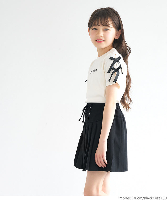 Children's pleated skirt with tie waist design