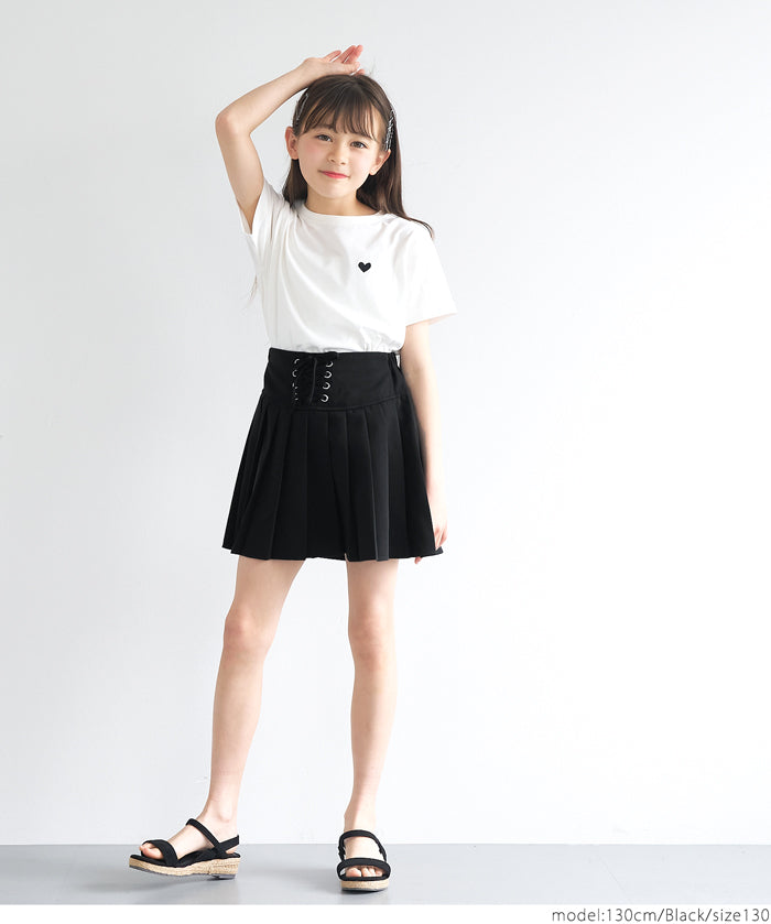 Children's pleated skirt with tie waist design