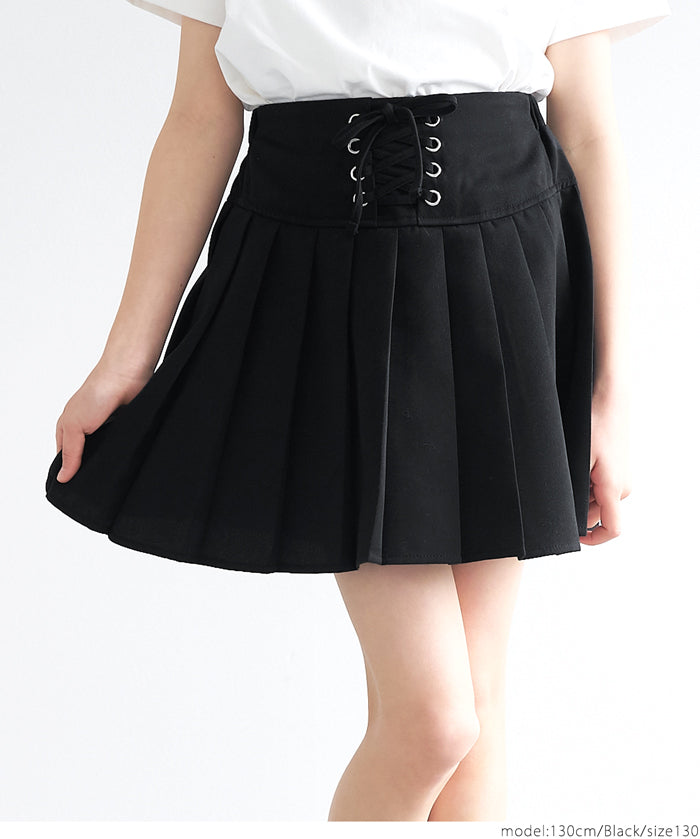 Children's pleated skirt with tie waist design