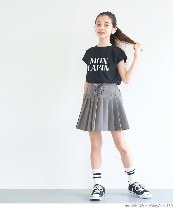 Children's pleated skirt with tie waist design