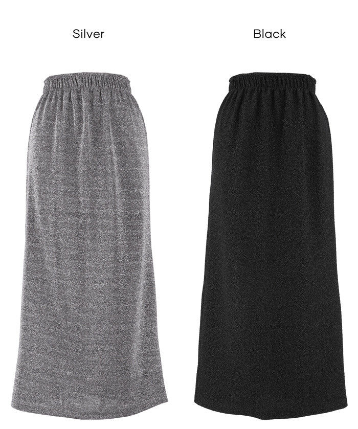 細閃面料彈性直筒半裙