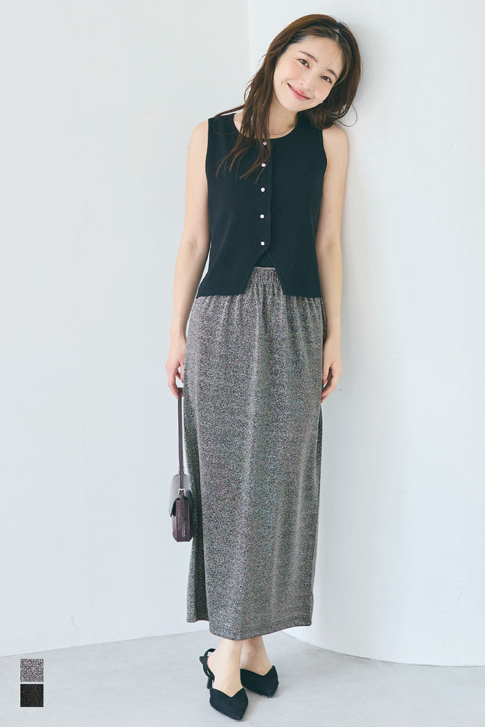 細閃面料彈性直筒半裙