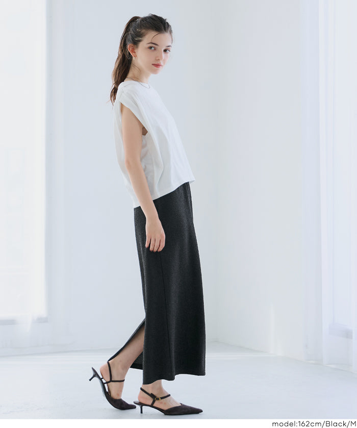 細閃面料彈性直筒半裙