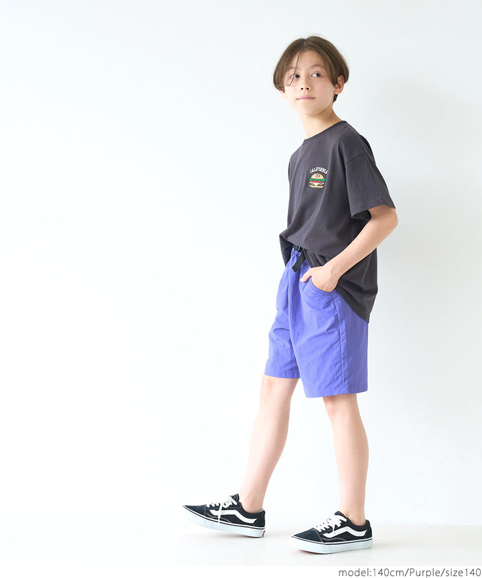 Kids' sporty-style belted nylon shorts