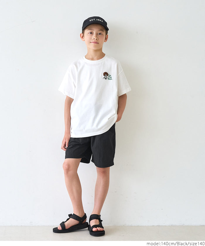 Kids' sporty-style belted nylon shorts